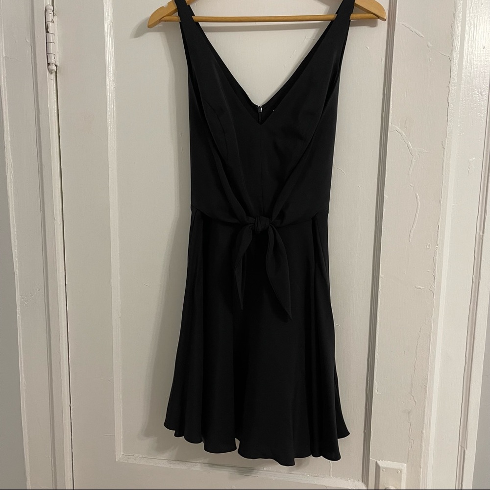 NWT Amanda Uprichard Black Tie Front Silk Dress Size L